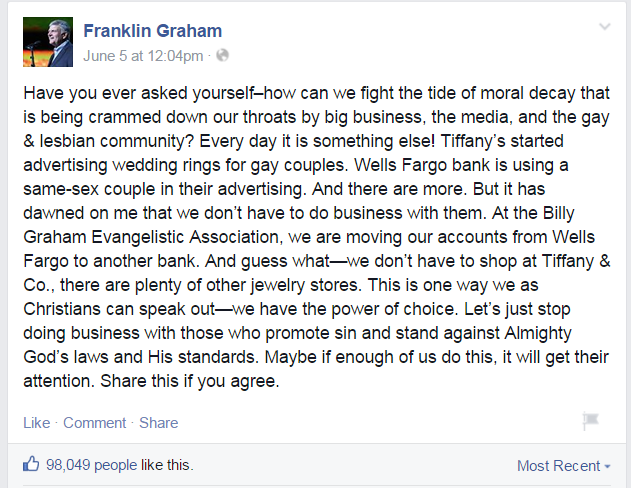 Franklin Graham asks us Where Would Jesus Bank?